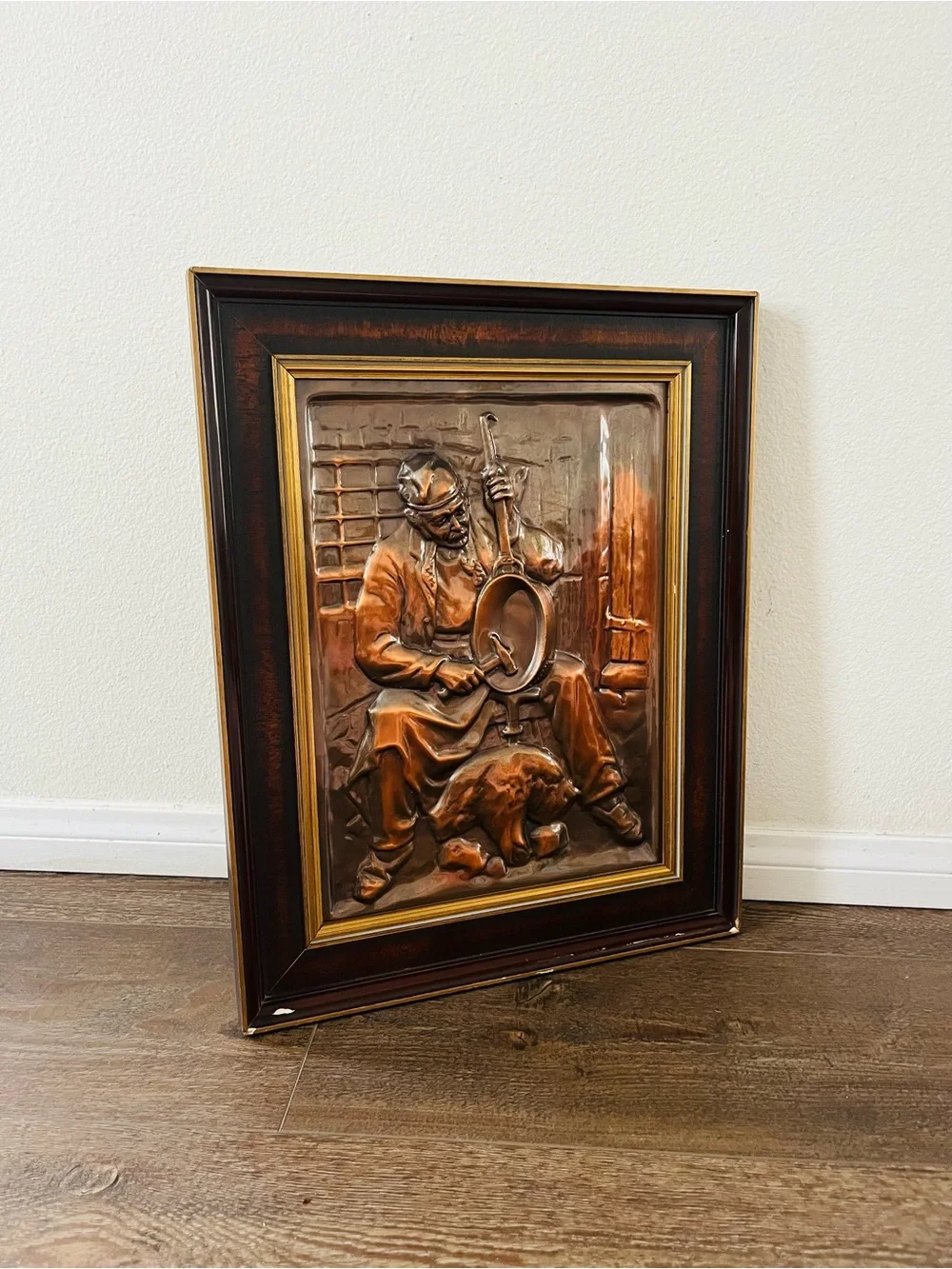 Vintage 3D Copper Relief Wall Art Plaque - Brown & Bronze 16/20 Inches